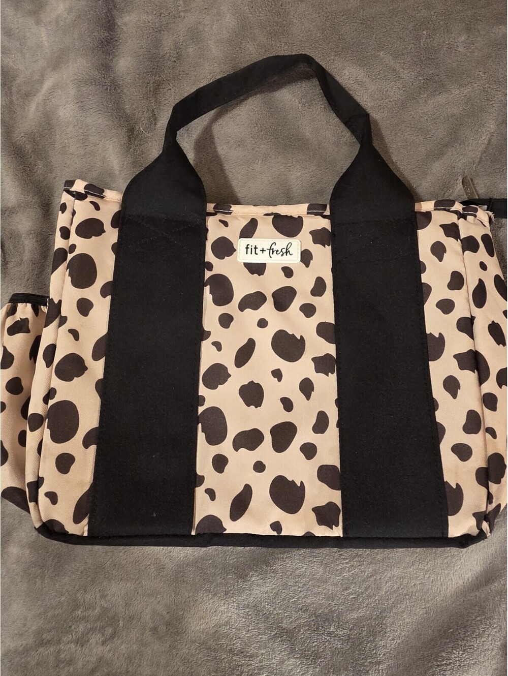 Fit+fresh Lunch Bag Pink Animal Print Insulated 8x12 Polyester Handle Novelty